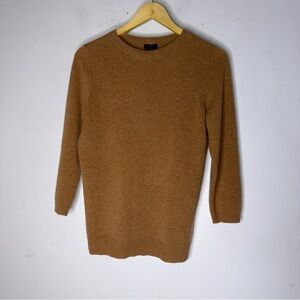 Talbots Pure Cashmere Crew Neck Sweater Camel 3/4 Sleeve Small